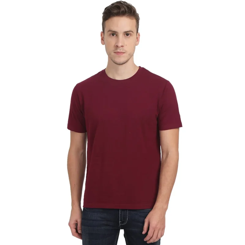 Men's Bold Maroon T-Shirt - 100% Cotton, Bio-Washed Comfort