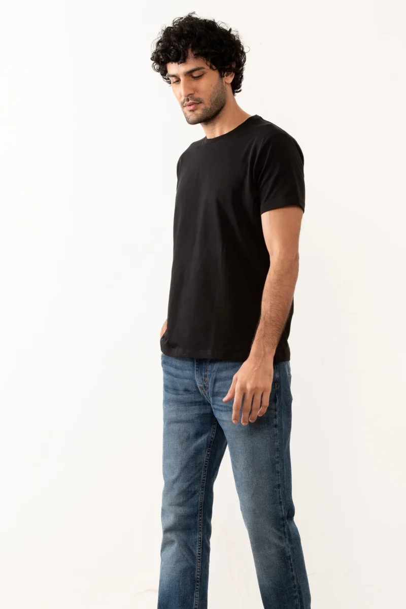 Men's Essential Black T-Shirt - 100% Cotton, Bio-Washed Comfort - Image 7