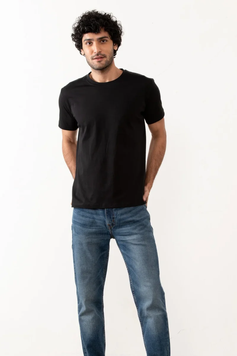 Men's Essential Black T-Shirt - 100% Cotton, Bio-Washed Comfort - Image 5