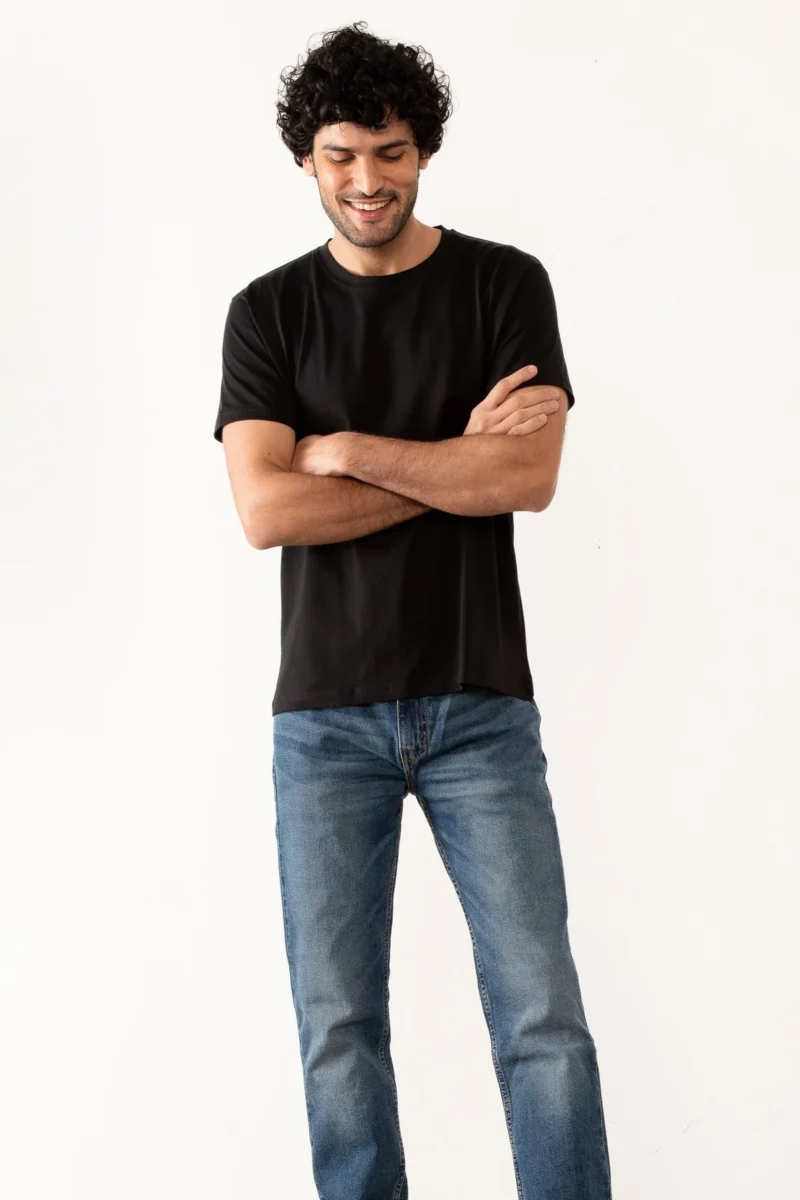 Men's Essential Black T-Shirt - 100% Cotton, Bio-Washed Comfort - Image 8