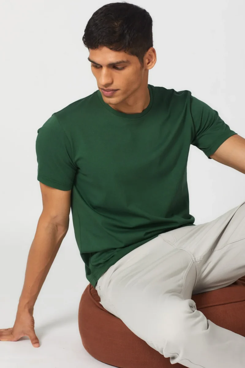Men's Essential Olive Green T-Shirt - 100% Cotton, Bio-Washed Comfort - Image 6