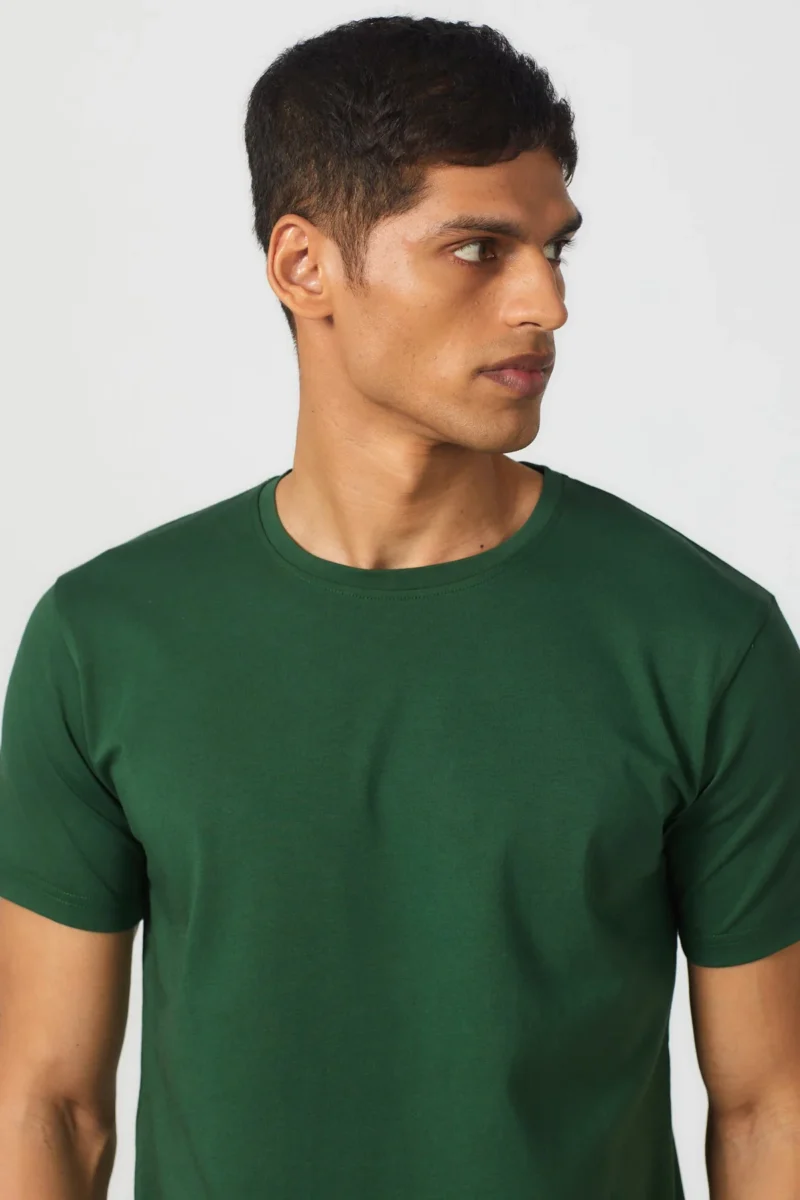 Men's Essential Olive Green T-Shirt - 100% Cotton, Bio-Washed Comfort - Image 2