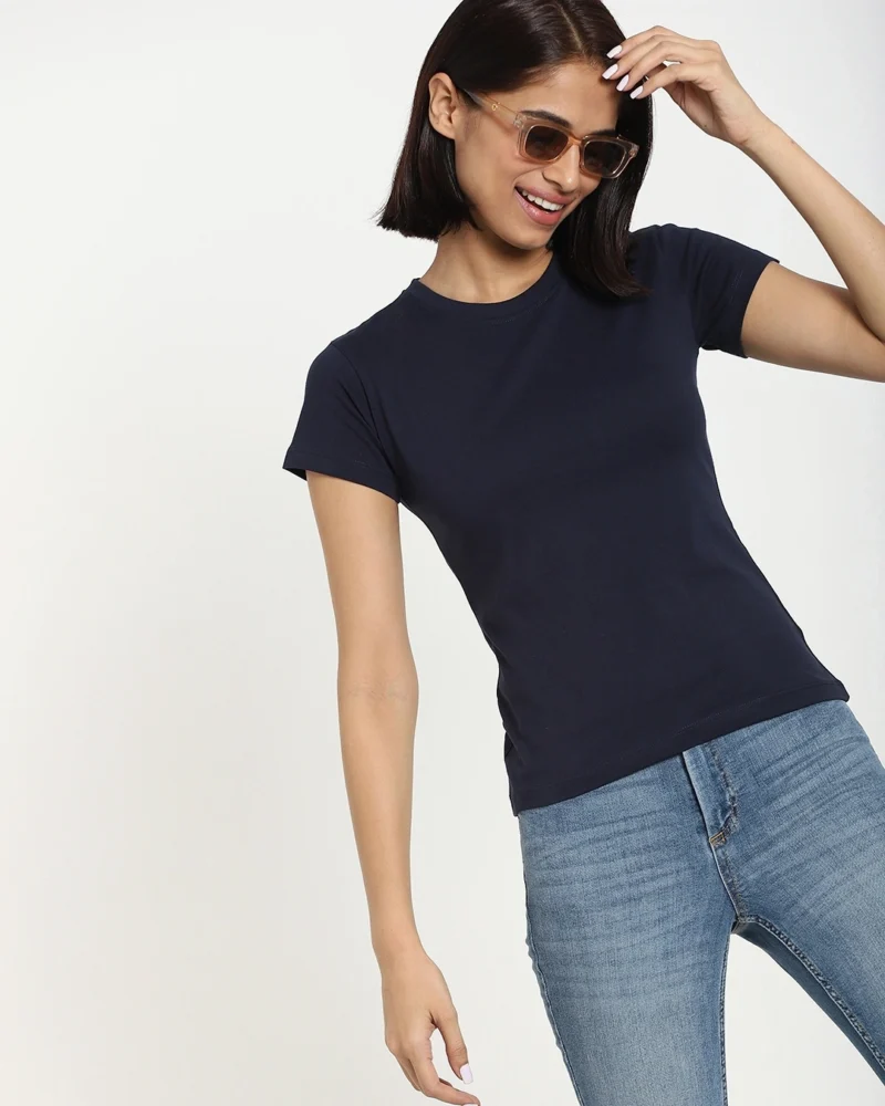 Women's Blue Slim Fit T-Shirt