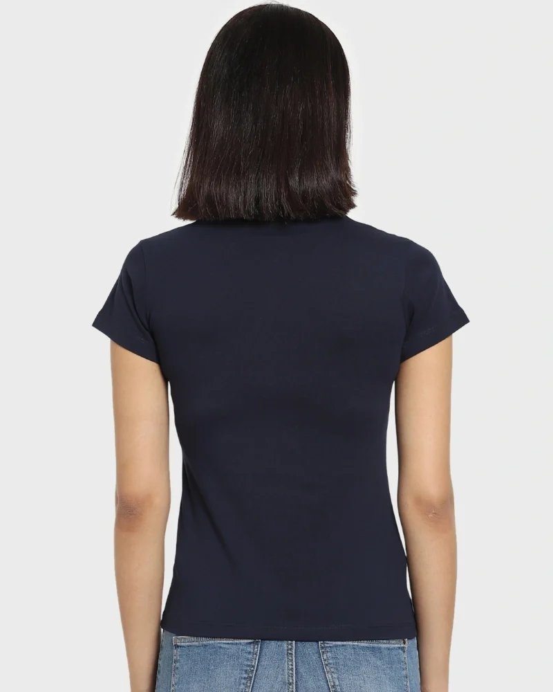 Women's Blue Slim Fit T-Shirt - Image 3