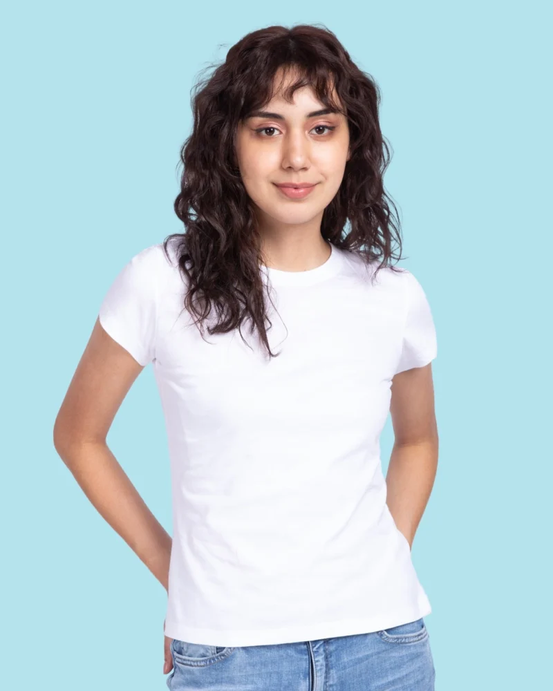 Women's White Slim Fit Cotton T-Shirt