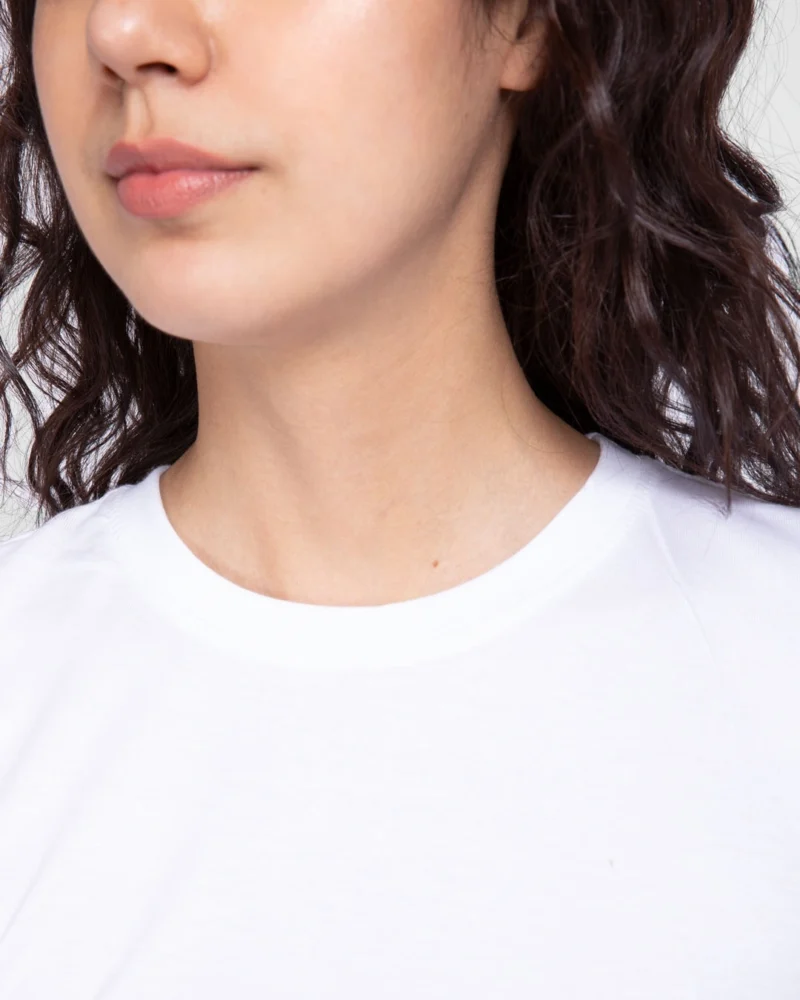 Women's White Slim Fit Cotton T-Shirt - Image 5
